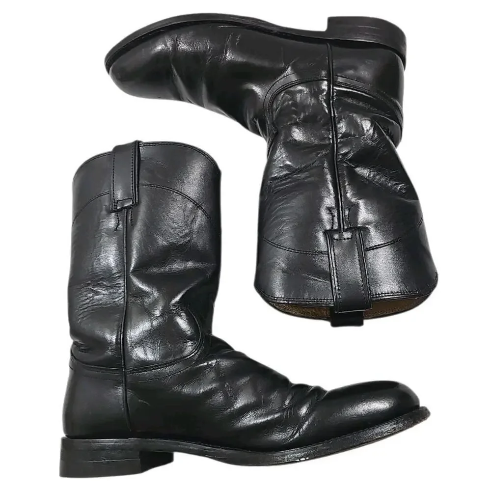 Justin ~Men's Size 9.5B~ Black Leather Western Boots.
